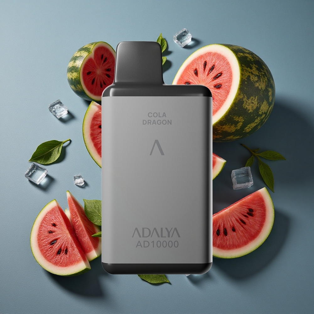 Pastèque Glacée ADALYA AD 10 000 Puffs vente en gros Belgique Tube Aluminium Gris Spatial