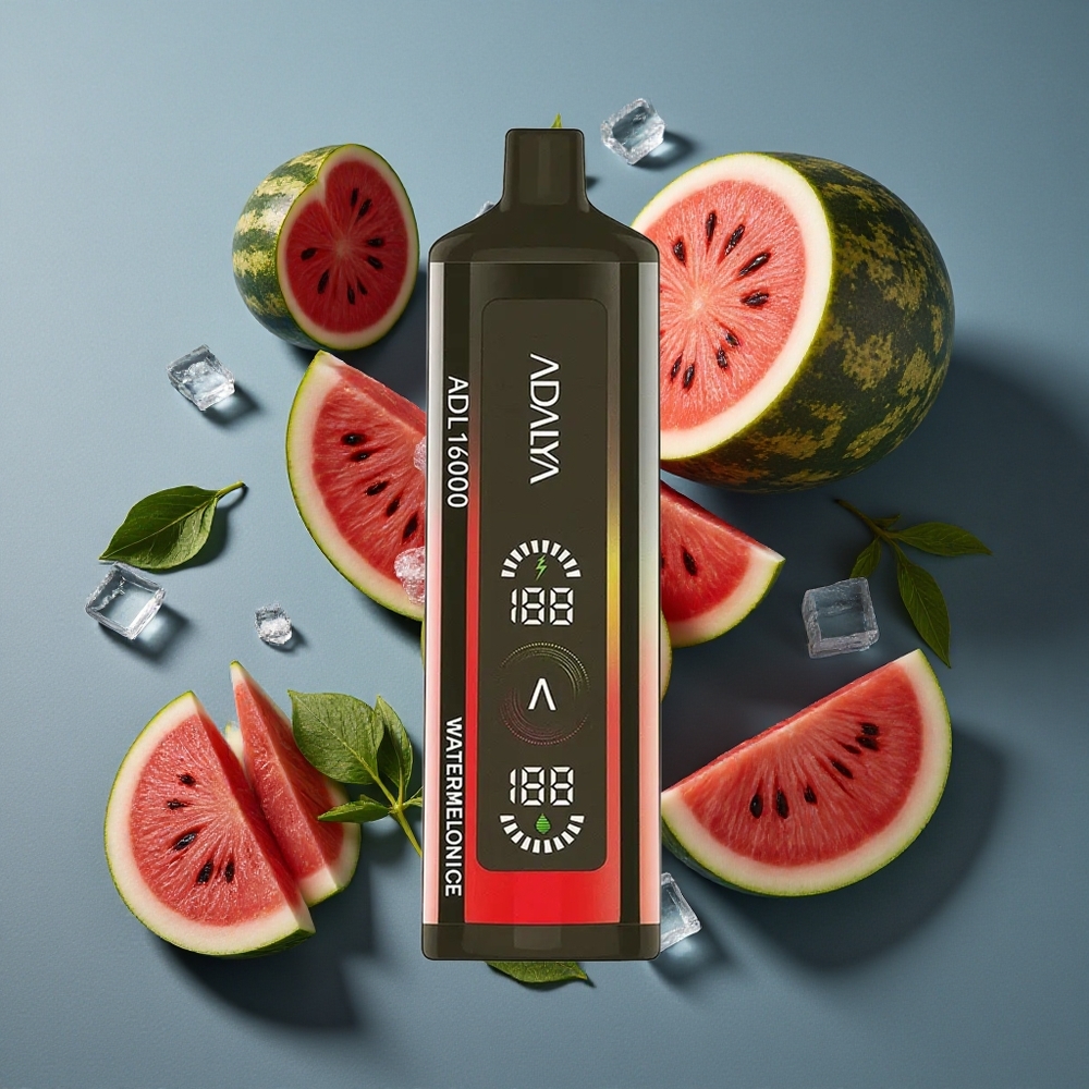 Pastèque Glacée Adalya ADL 16000 PRO Puffs 16 000 vente en gros Belgique Ecran Digital