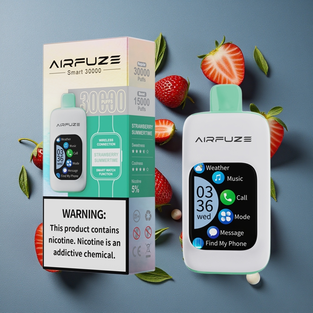 Fraise Été AirFuze Smart 30000 Puffs TFT tactile 2.01\" vente en gros Belgique Type-C