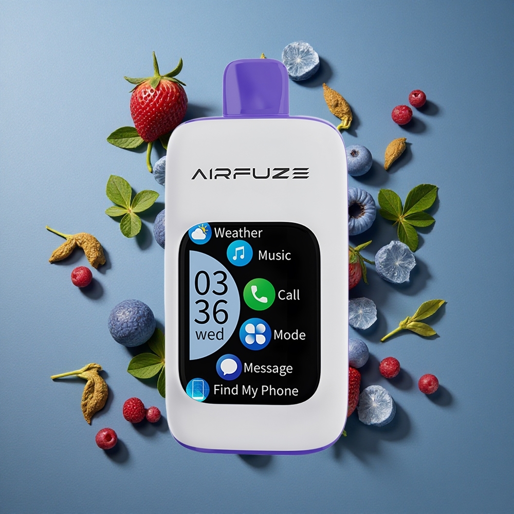 Framboise Bleue Glacée AirFuze Smart 30000 Puffs 5% Nicotine vente en gros Belgique TFT tactile