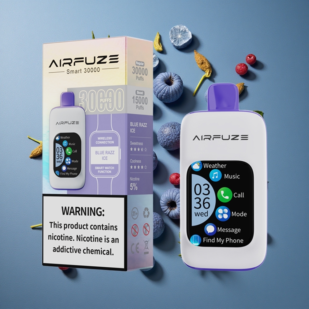 Framboise Bleue Glacée AirFuze Smart 30000 Puffs 5% Nicotine vente en gros Belgique TFT tactile