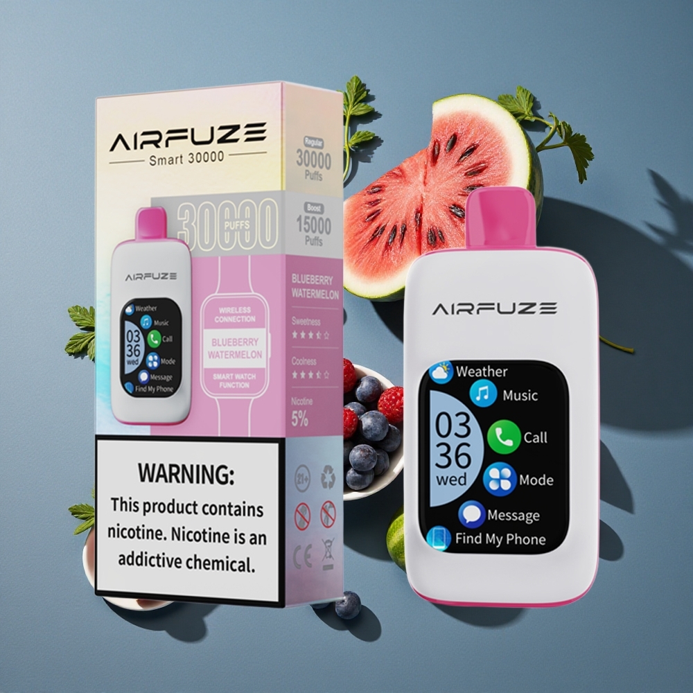 Myrtille Pastèque AirFuze Smart 30000 Puffs 5% Nicotine vente en gros Belgique TFT Tactile