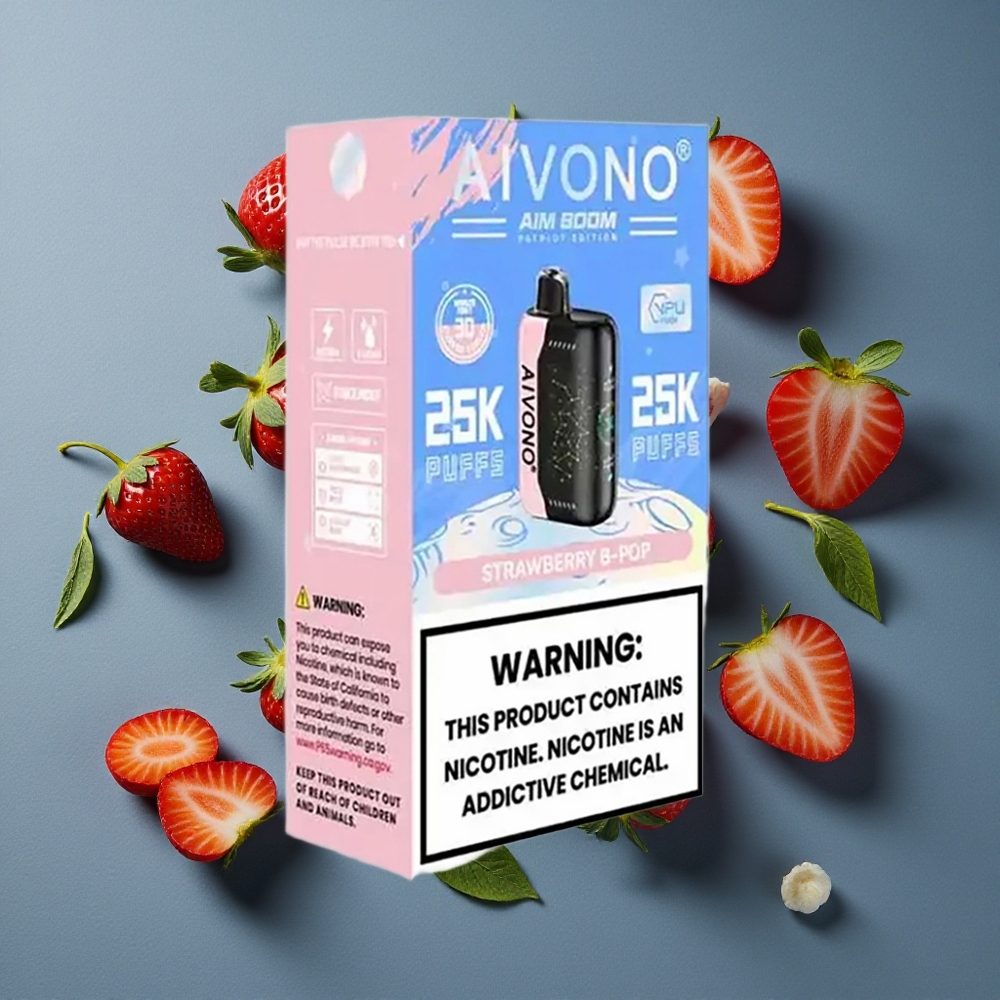 Fraise B Pop Aivono AIM BOOM 25000 Puffs 28ml Capacité E-Liquide vente en gros Belgique Type-C