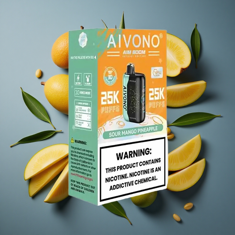 Mangue Acidulée Ananas Aivono AIM BOOM 25000 Puffs vente en gros Belgique 28ml Capacité E-Liquide