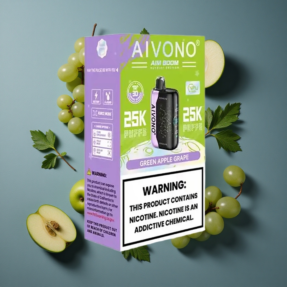 Pomme Verte Raisin Aivono AIM BOOM 25000 Puffs 28ml Capacité E-Liquide vente en gros Belgique