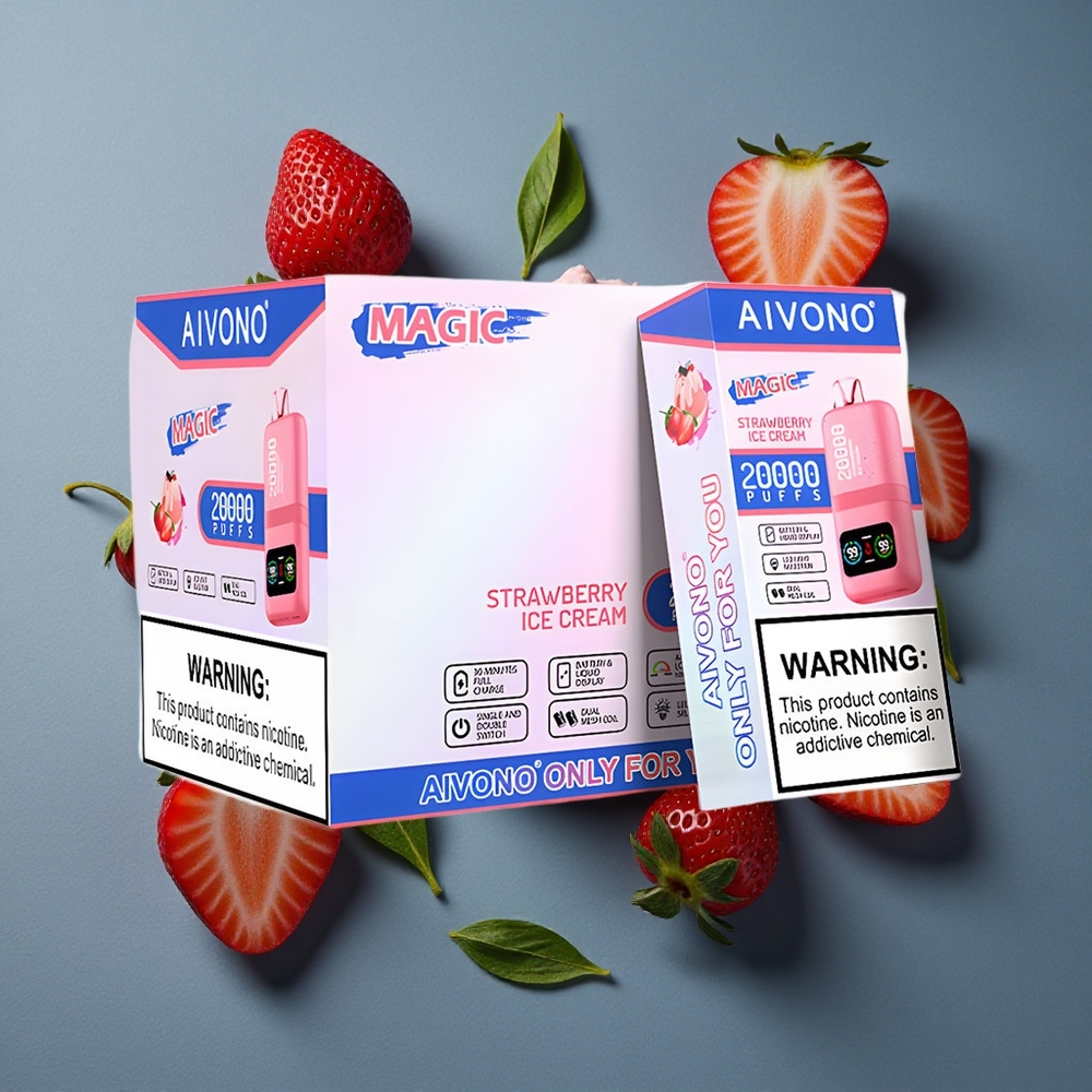Fraise Glace Aivono AIM MAGIC 20000 Puffs Rechargeable Type-C vente en gros Belgique LCD