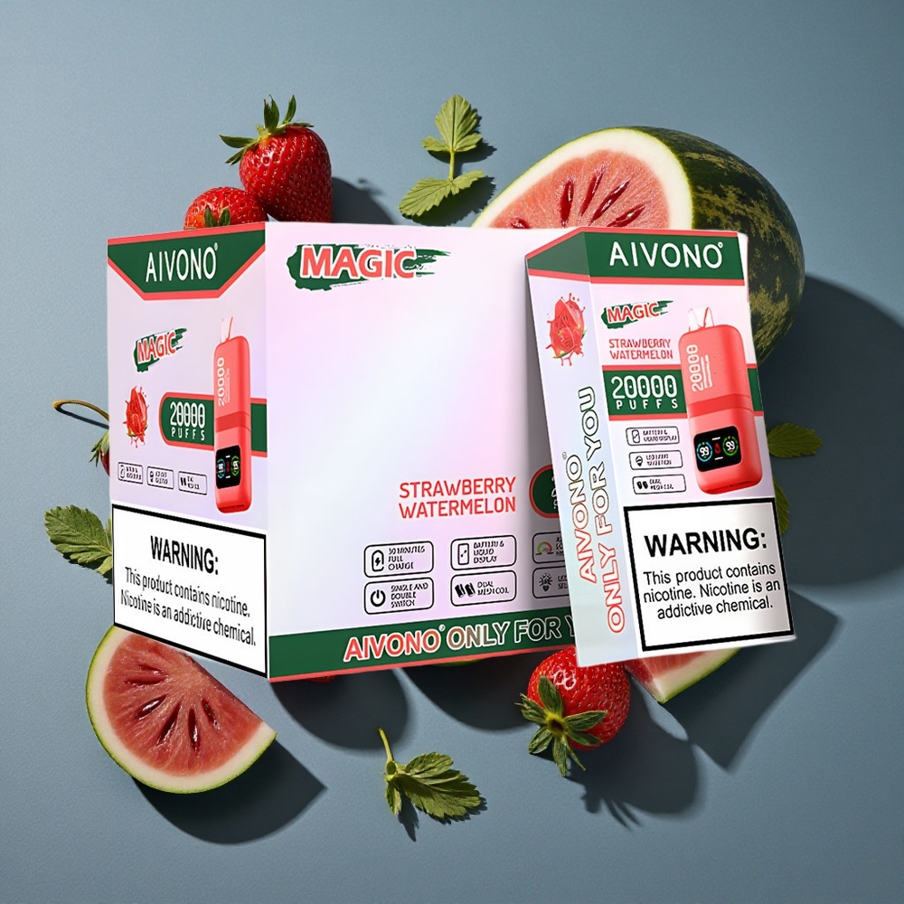 Fraise Pastèque Aivono AIM MAGIC 20000 Puffs vente en gros Belgique Dual Mesh Coils LCD