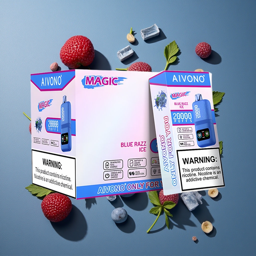 Framboise Bleue Glacée Aivono AIM MAGIC 20000 Puffs 26ml E-Liquide vente en gros Belgique LCD Rechargeable