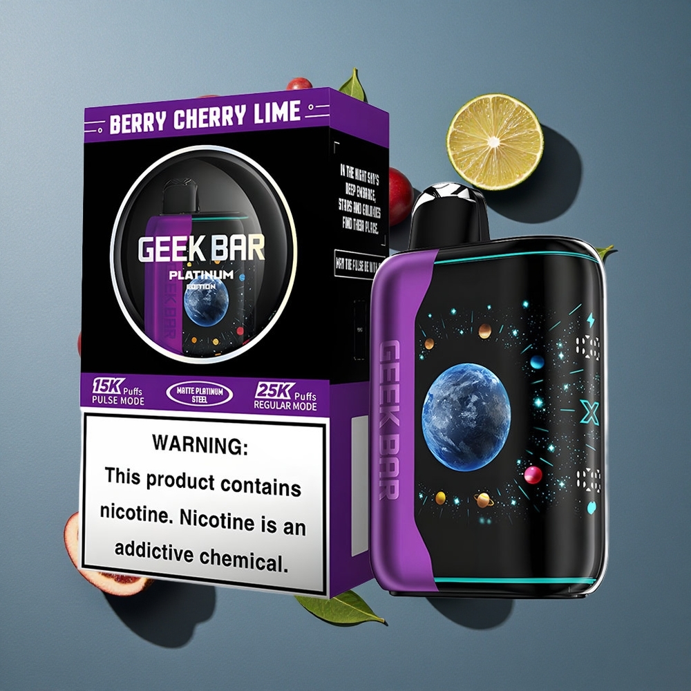Baie Cerise Citron Vert GEEK BAR Platinum Edition 25000 Puffs vente en gros Belgique Dual Mesh Coil 20mL