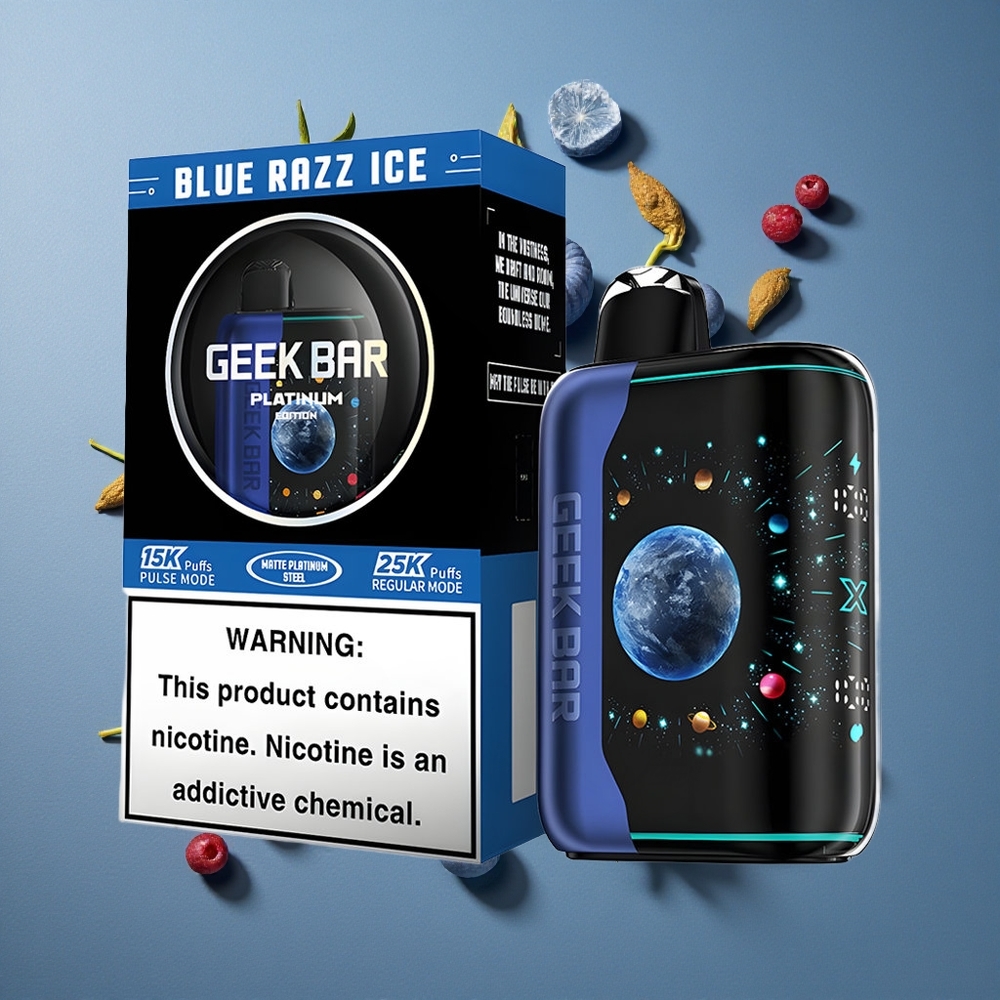 Framboise Bleue Glacée GEEK BAR Platinum Edition 25000 Puffs vente en gros Belgique Dual Mesh Coil