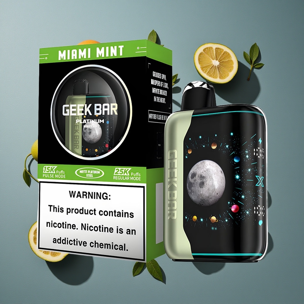 Menthe Miami GEEK BAR Platinum Edition Jusqu’à 25000 Puffs vente en gros Belgique Dual Mesh Coil