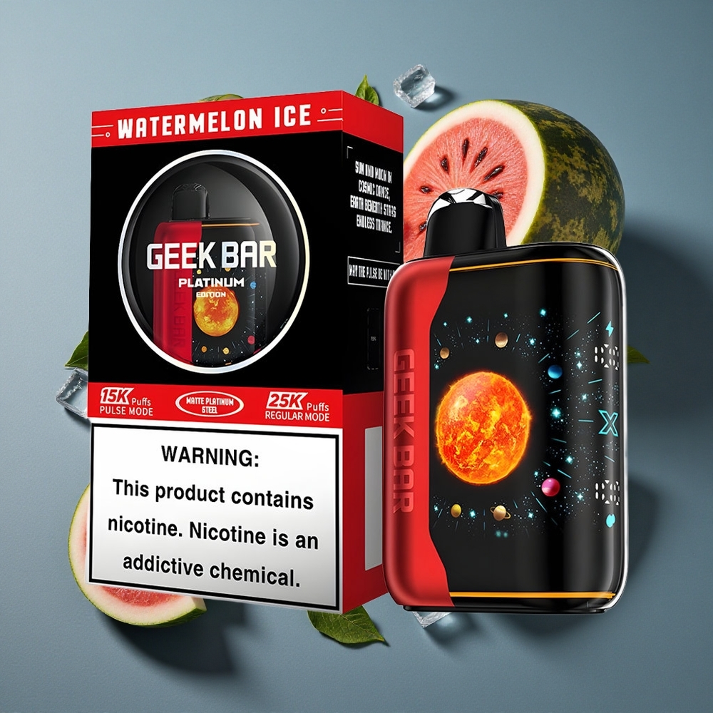 Pastèque Glacée GEEK BAR Platinum Edition Jusqu\'à 25000 Puffs vente en gros Belgique Dual Mesh Coil