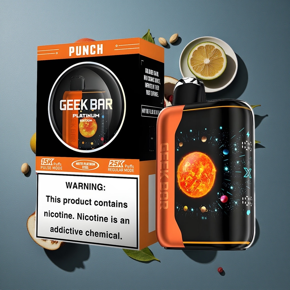 Punch GEEK BAR Platinum Édition Jusqu\'à 25000 Puffs vente en gros Belgique Dual Mesh Coil