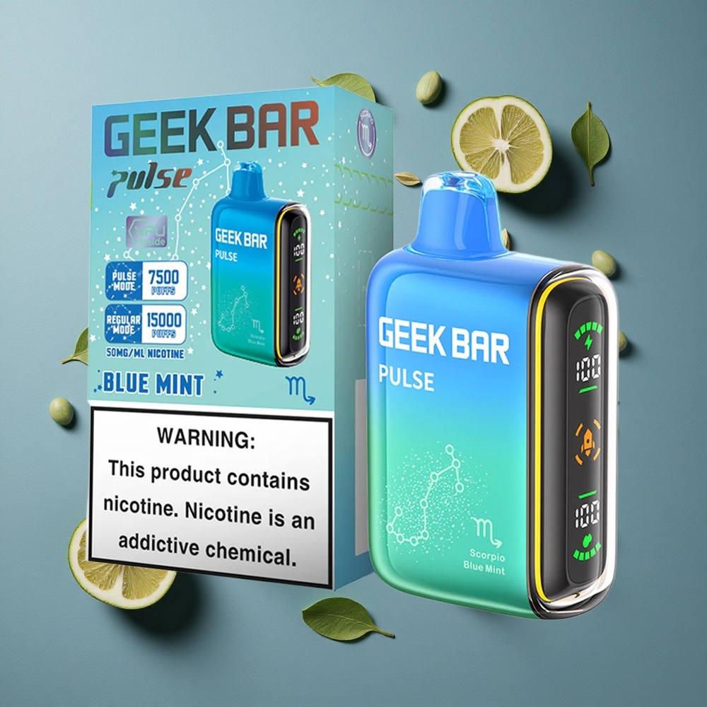 Menthe Fraîche Geek Bar Pulse 15000 Puffs 16ML vente en gros Belgique USB Type-C