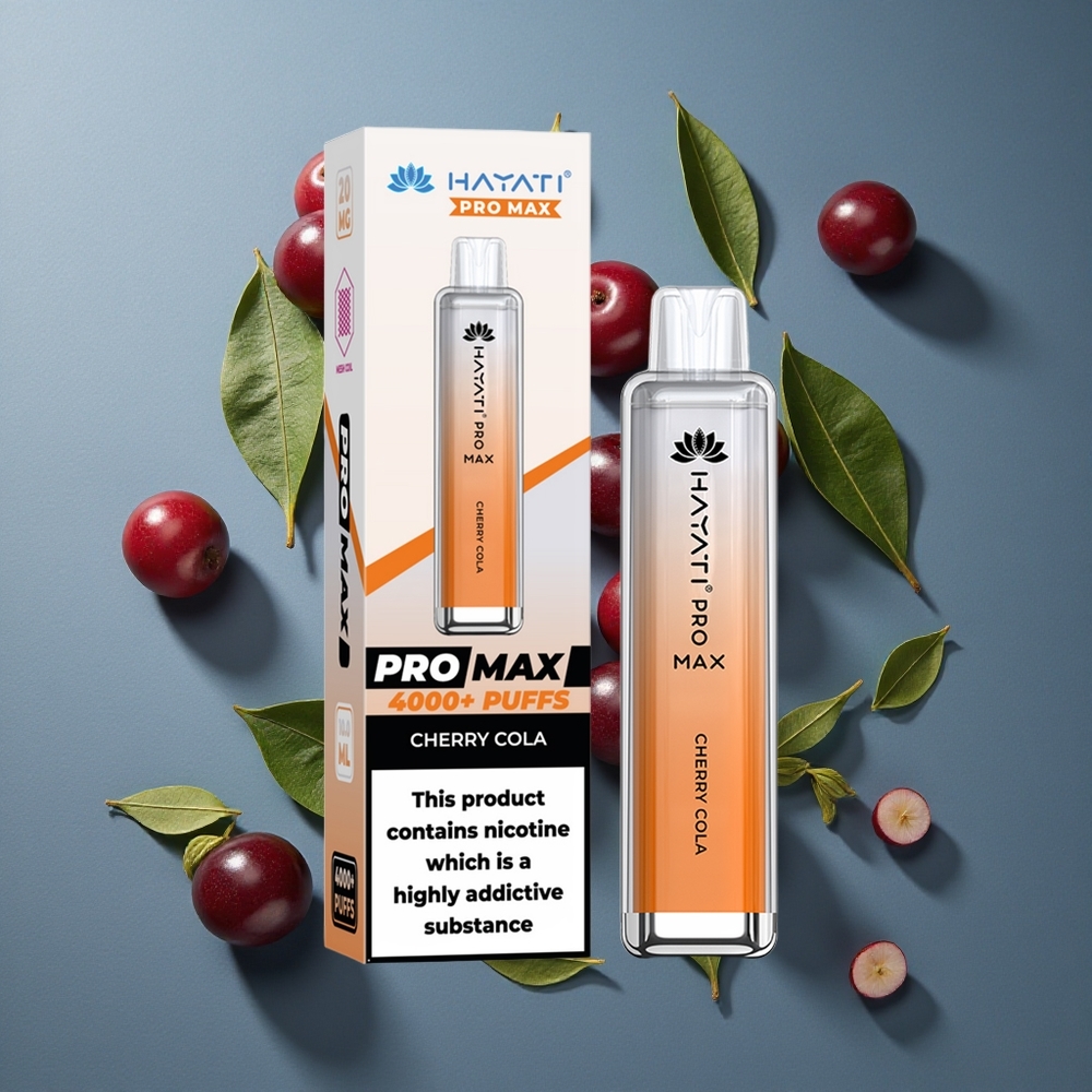 Cerise Cola Hayati Pro Max 4000 Puffs Dual 1.1 Ohm Mesh Coil vente en gros Belgique TPD-Compliance