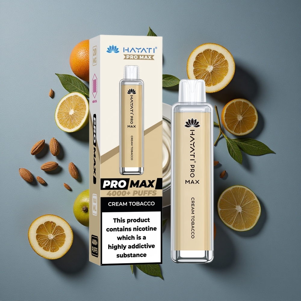 Crème Tabac Hayati Pro Max 4000 Puffs vente en gros Belgique avec Batterie Rechargeable
