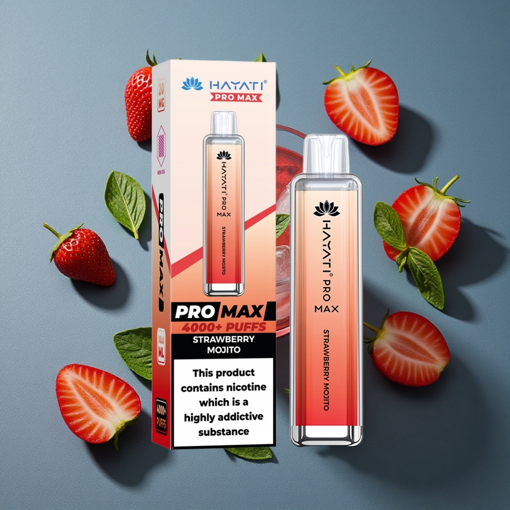 Fraise Mojito Hayati Pro Max 4000 Puffs Double Bobine Mesh 1.1 Ohm vente en gros Belgique