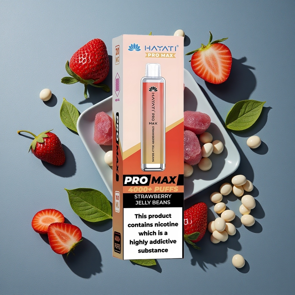 Fraises Bonbons Jelly Hayati Pro Max 4000 Puffs batterie rechargeable 1400mAh vente en gros Belgique
