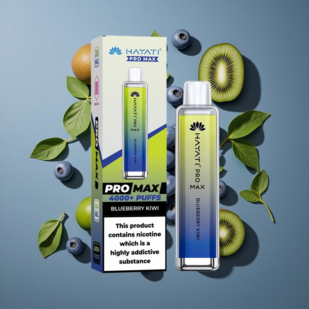 Myrtille Kiwi Hayati Pro Max 4000 Puffs Dual 1.1 Ohm Mesh Coil vente en gros Belgique TPD-Compliance
