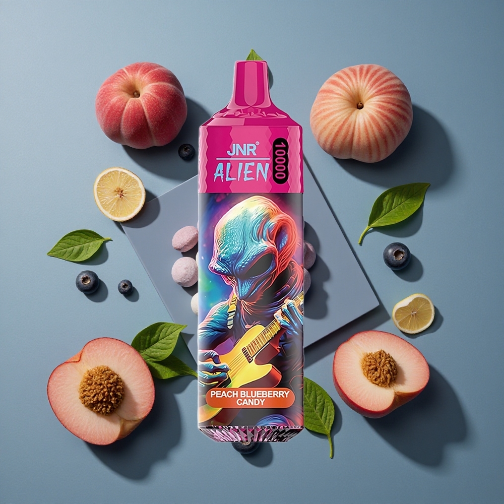 Pêche Myrtille JNR Alien 10000 Puffs 20ml E-liquide vente en gros Belgique LED RGB