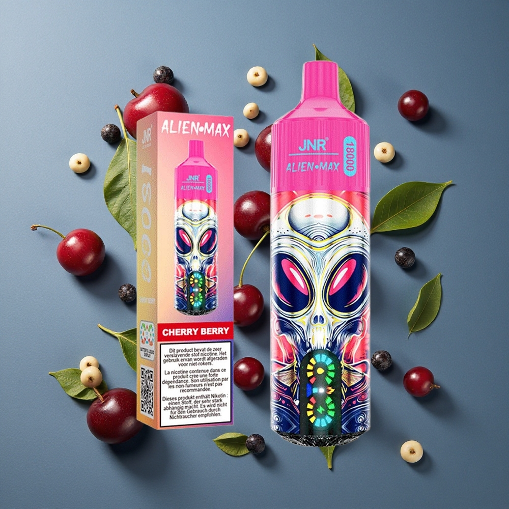 Cerise-Baie JNR Alien Max 18000 Puffs Dual Mesh Coil vente en gros Belgique 28ml E-liquide