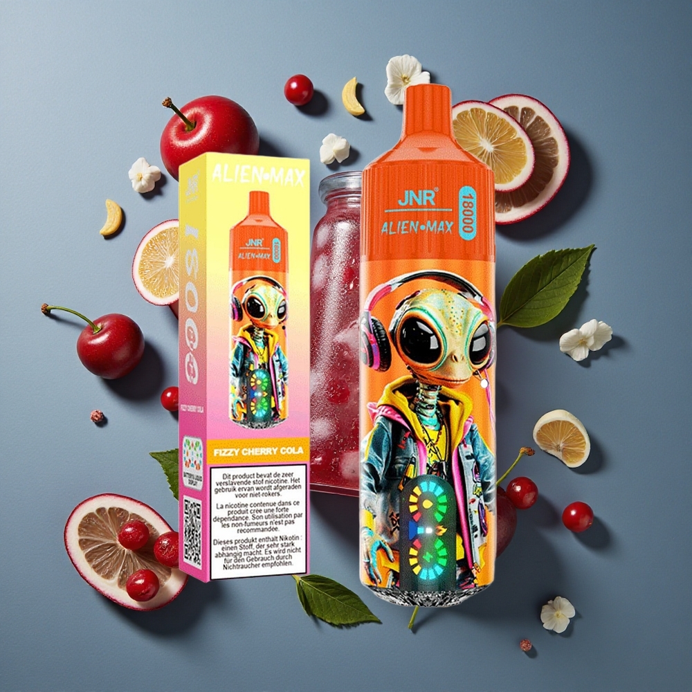 Cerise Cola Pétillante JNR Alien Max 18000 Puffs vente en gros Belgique Double Mesh Coil & Double Cœur