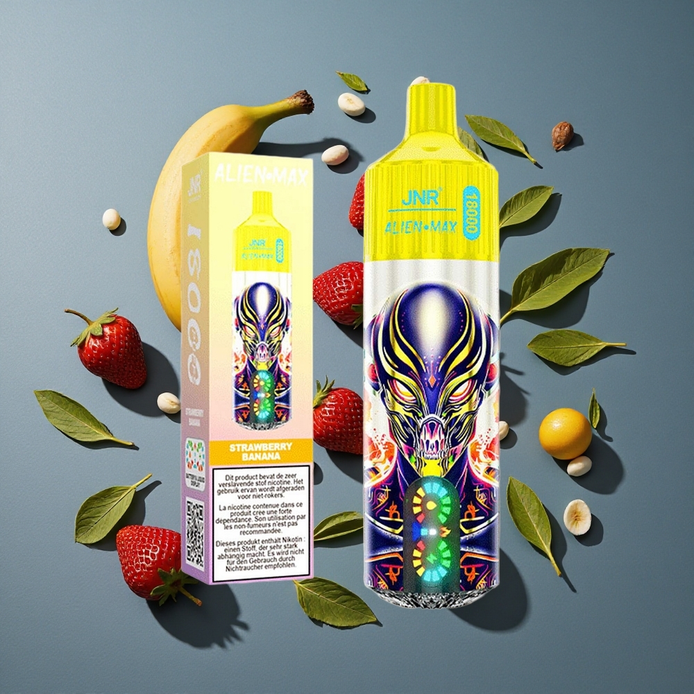 Fraise Banane JNR Alien Max 18000 Puffs vente en gros Belgique Double Mesh Coil & Double Core