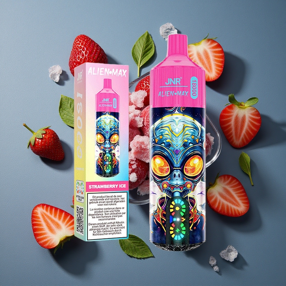 Fraise Glacée JNR Alien Max 18000 Puffs vente en gros Belgique Dual Mesh Coil & Dual Core