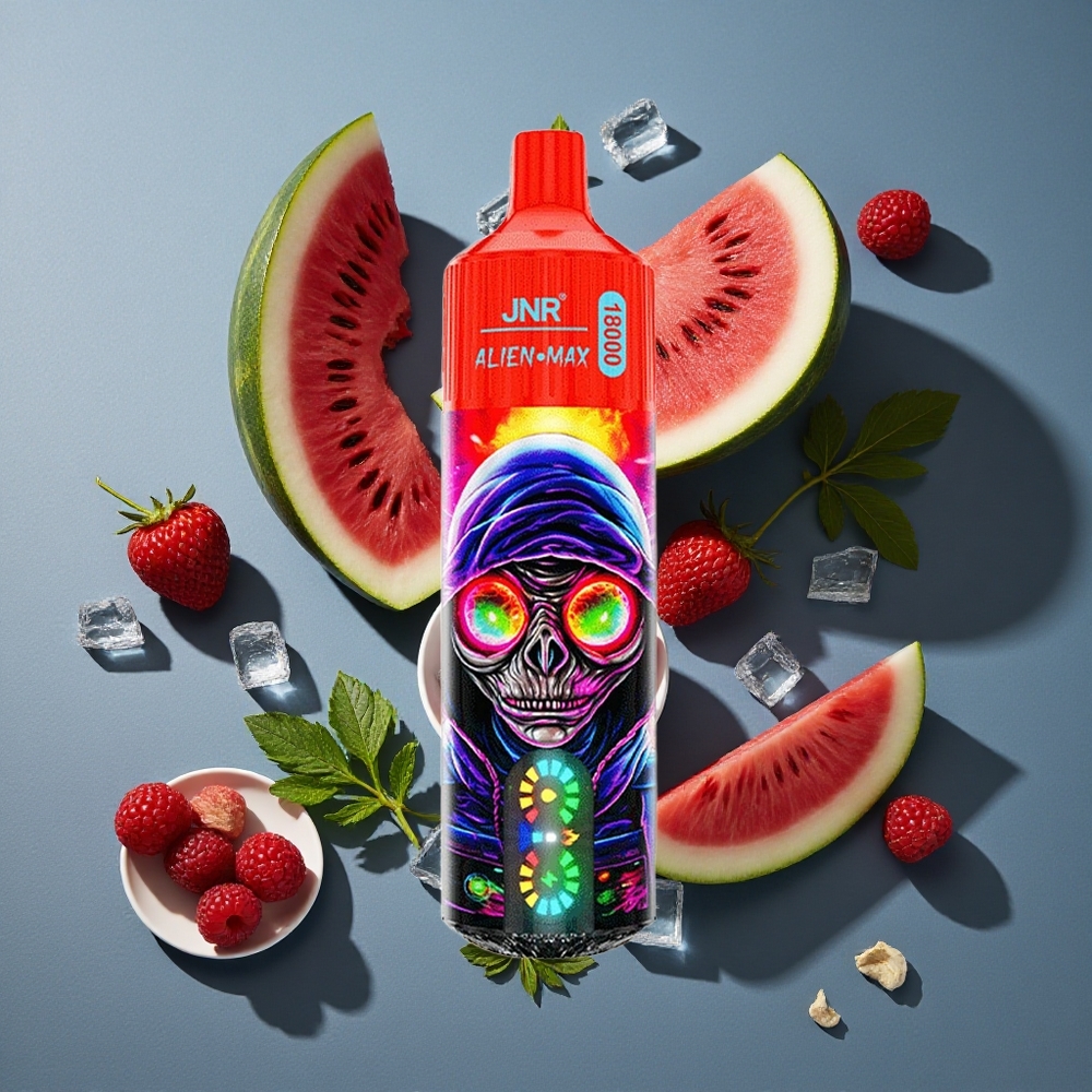 Framboise Pastèque Glacée JNR Alien Max 18000 Puffs vente en gros Belgique Double Mesh & Double Coeur