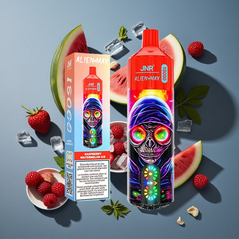 Framboise Pastèque Glacée JNR Alien Max 18000 Puffs vente en gros Belgique Double Mesh & Double Coeur