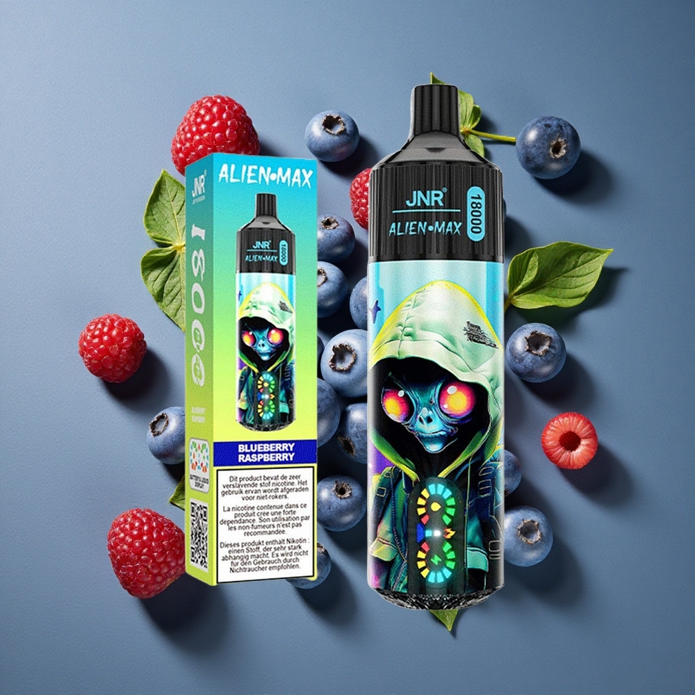 Myrtille Framboise JNR Alien Max 18000 Puffs vente en gros Belgique Double Mesh Coil & Double Core