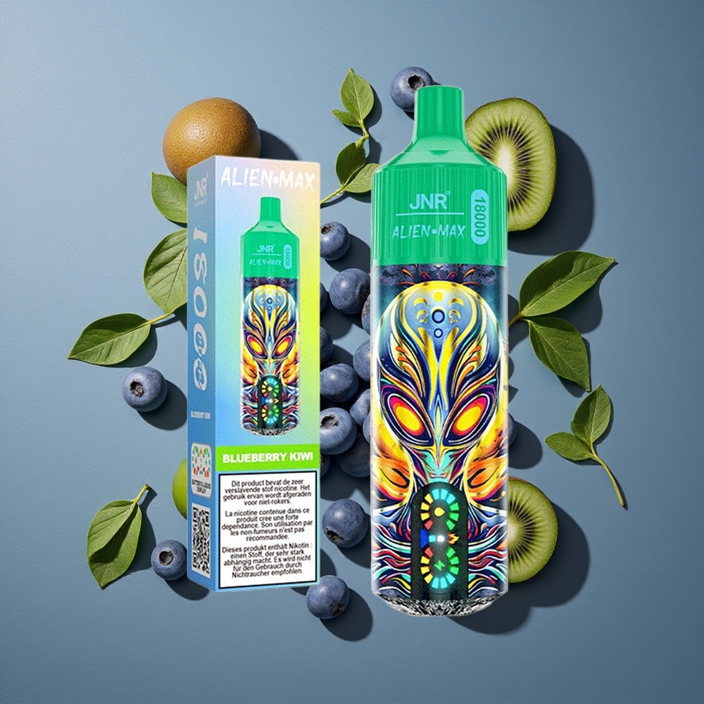 Myrtille Kiwi JNR Alien Max 18000 Puffs vente en gros Belgique Double Mesh Coil & Double Cœur