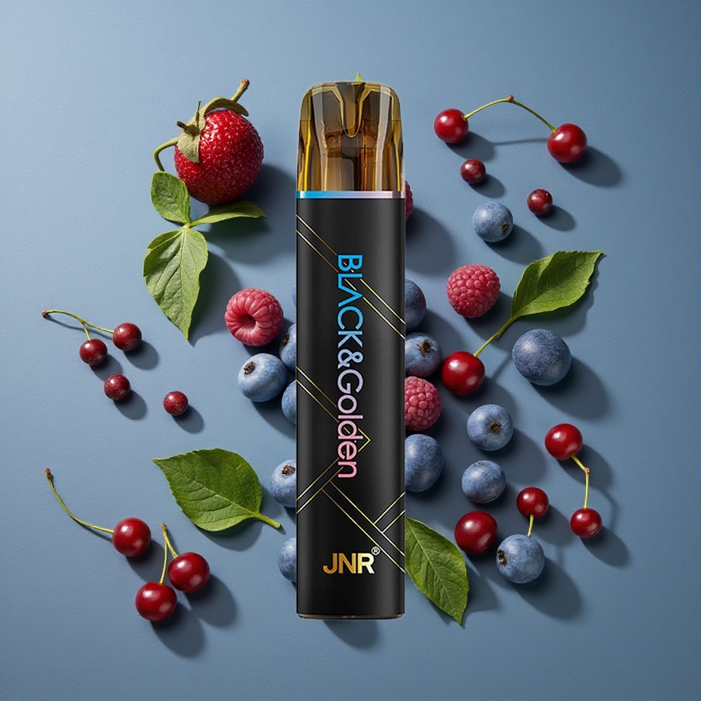 Framboise Bleue Cerise JNR Black&Golden 600+200 Puffs vente en gros Belgique 2% Nicotine TPD