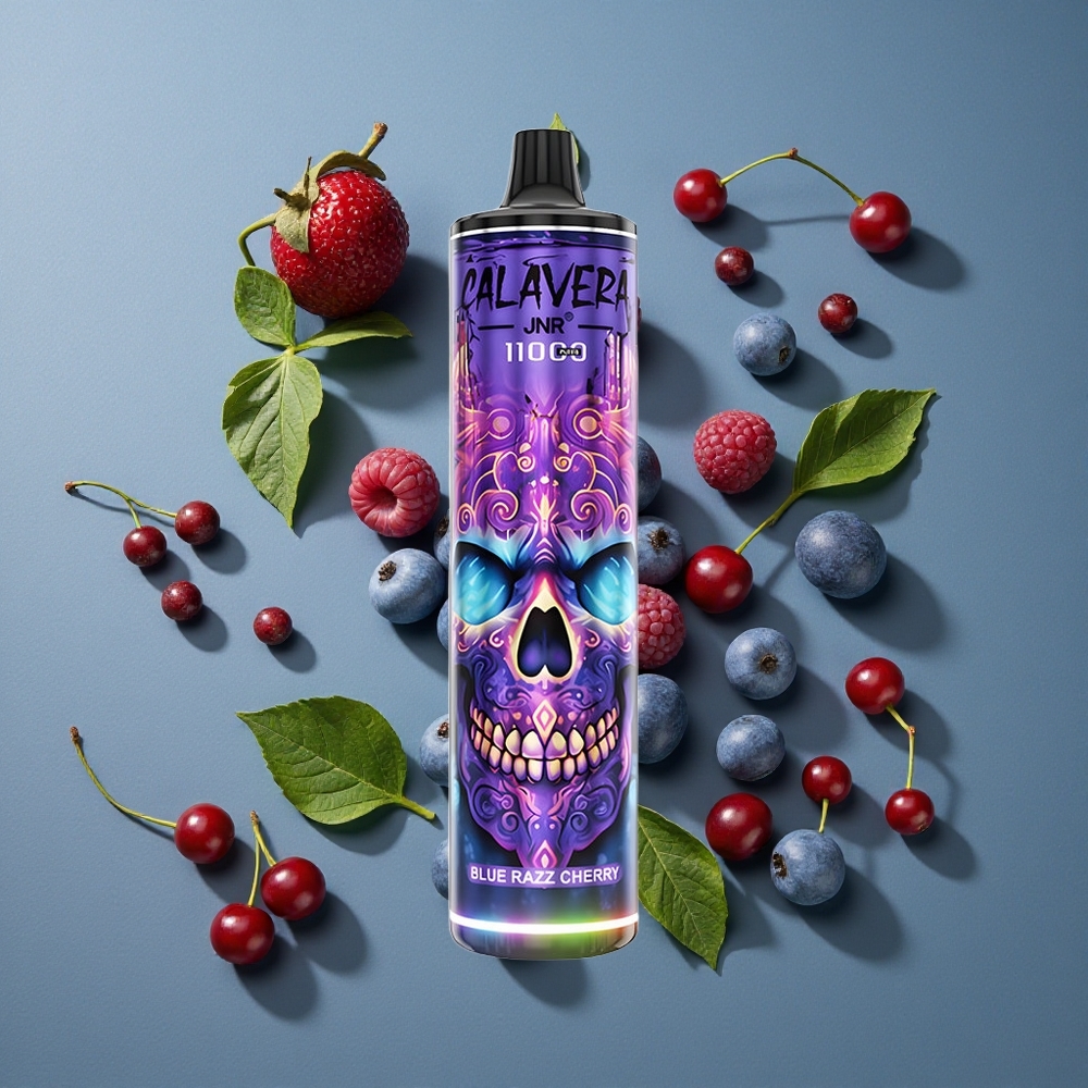 Cerise Framboise Bleue JNR Calavera 11000 Puffs vente en gros Belgique Port Type-C 21ml