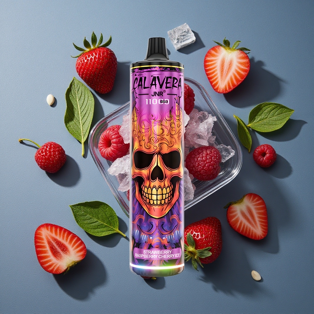 Fraise Framboise Cerise Glacée JNR Calavera 11000 Puffs vente en gros Belgique Port Type-C 21ml E-Liquide