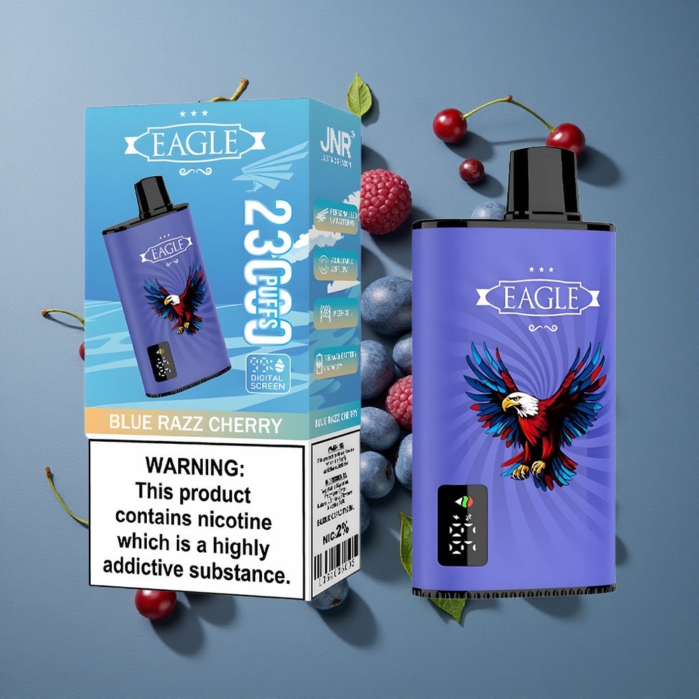 Framboise Bleue Cerise JNR EAGLE Smart 23000 Puffs vente en gros Belgique Écran Numérique et Bobine Mesh 1.0ohm