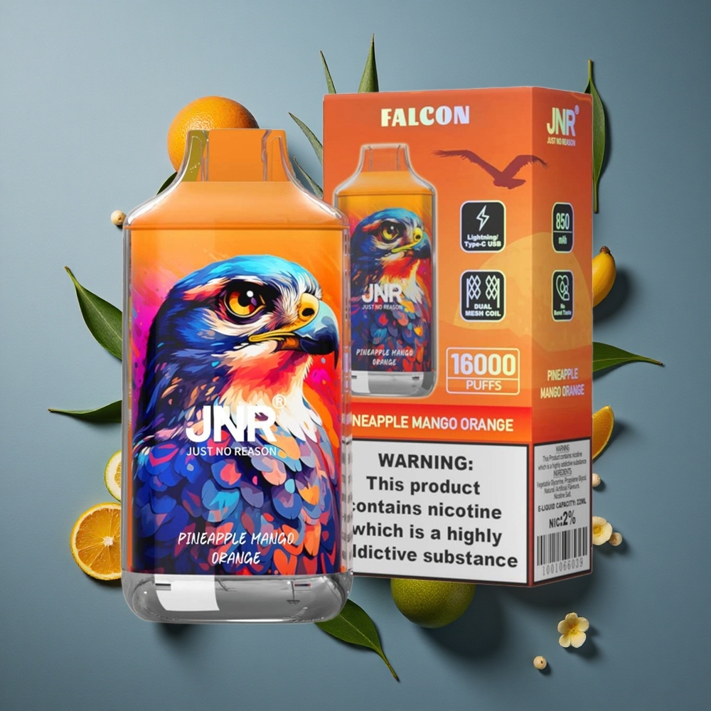 Ananas Mangue Orange JNR Falcon 16000 Puffs 22ml vente en gros Belgique Dual Mesh Coil