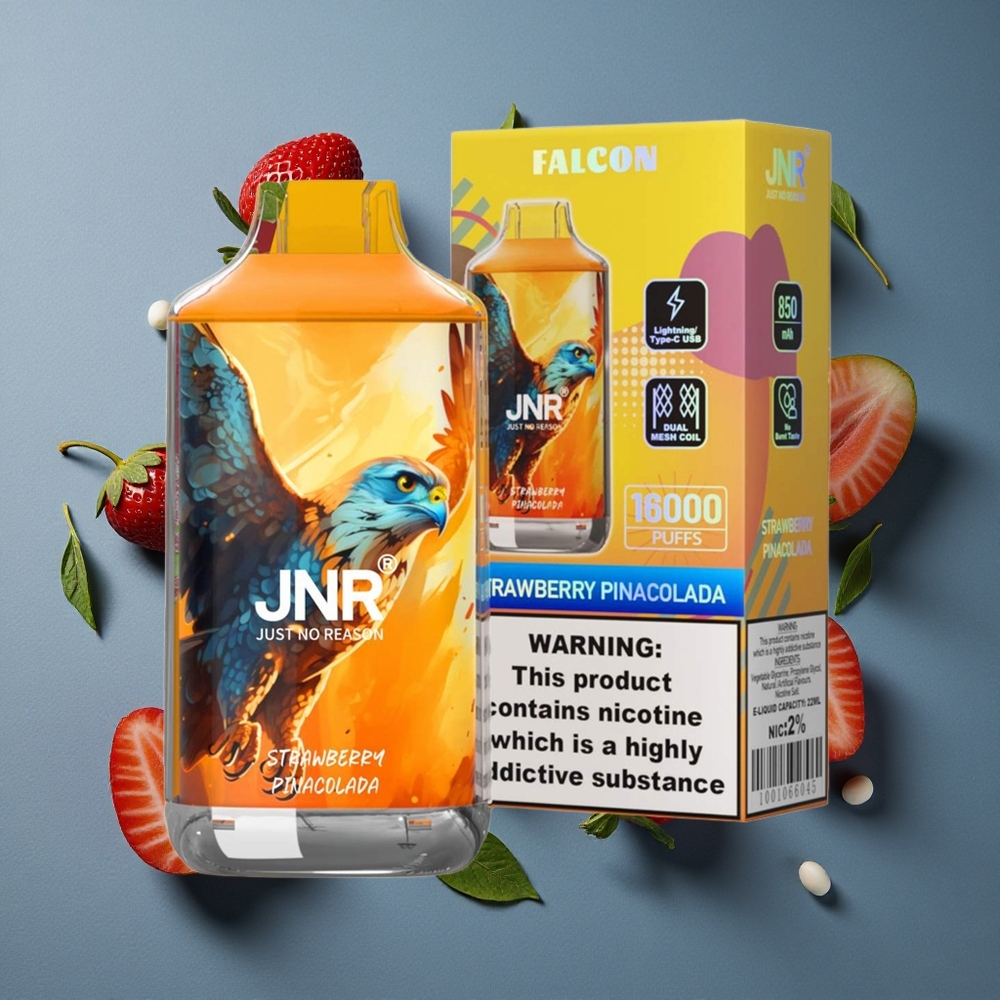 Fraise Pina Colada JNR Falcon 16000 Puffs 22ml vente en gros Belgique Dual Mesh Coil