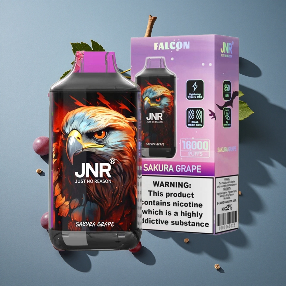 Sakura Raisin JNR Falcon 16000 Puffs 22ml e-liquide vente en gros Belgique Dual Mesh Coil