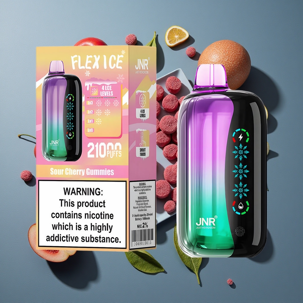 Bonbons Acidulés Cerise JNR Flex Ice 21000 Puffs vente en gros Belgique 26ml E-liquide Airflow Personnalisable