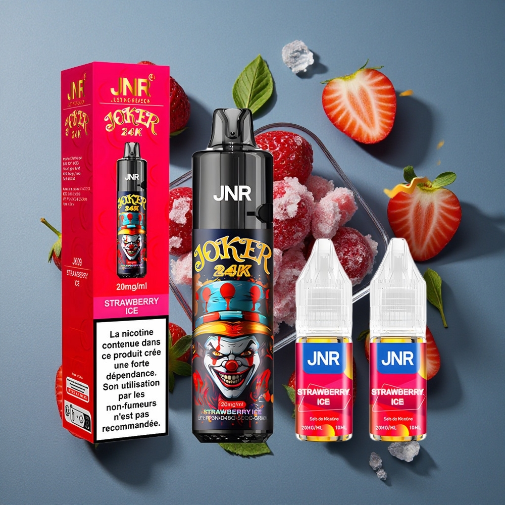 Fraise Glacée JNR Joker 24K Puffs 24000 Bouffées vente en gros Belgique Pod Rechargeable 10ml