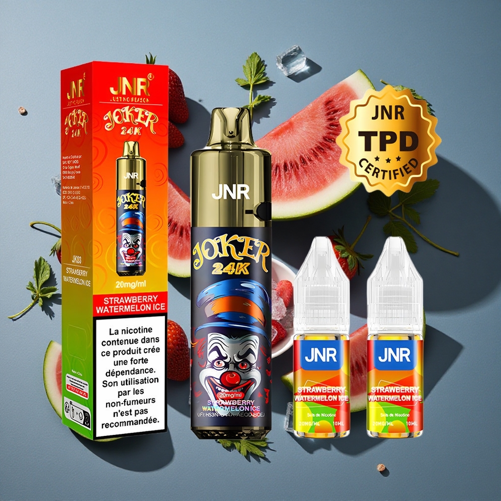 Fraise Pastèque Glacée JNR Joker 24K Puffs 24000 Bouffées vente en gros Belgique Pod Rechargeable 10ml