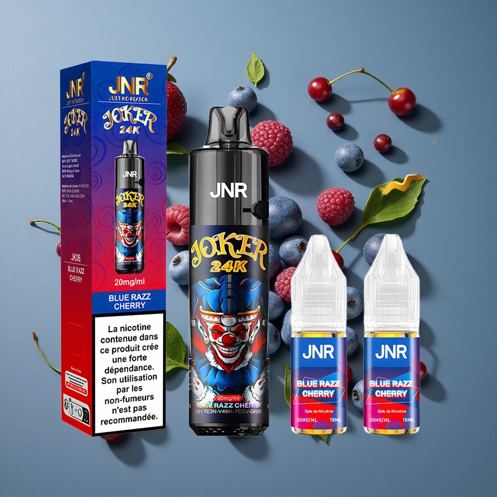 Framboise Bleue Cerise JNR Joker 24000 Puffs vente en gros Belgique Pod Rechargeable 10ml