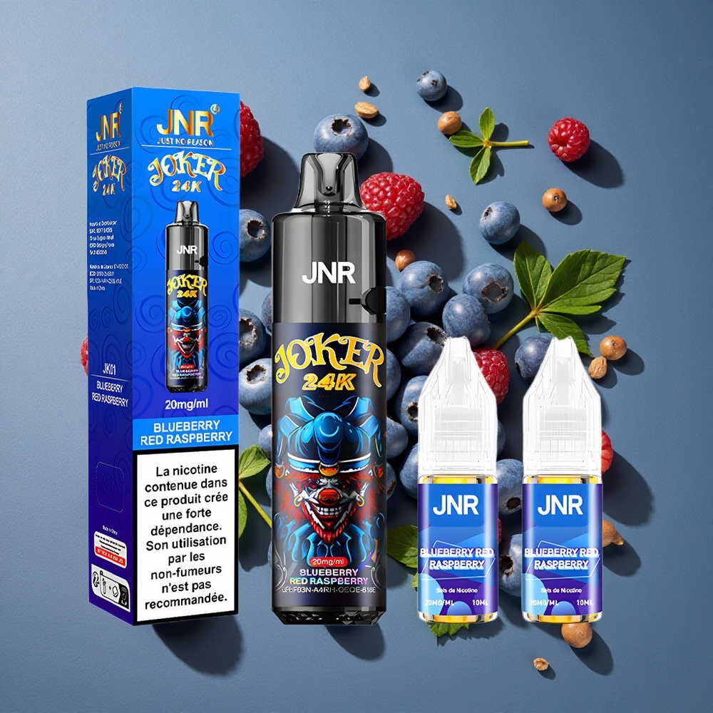Myrtille Framboise JNR Joker 24K Puffs Rechargeable 800mAh vente en gros Belgique
