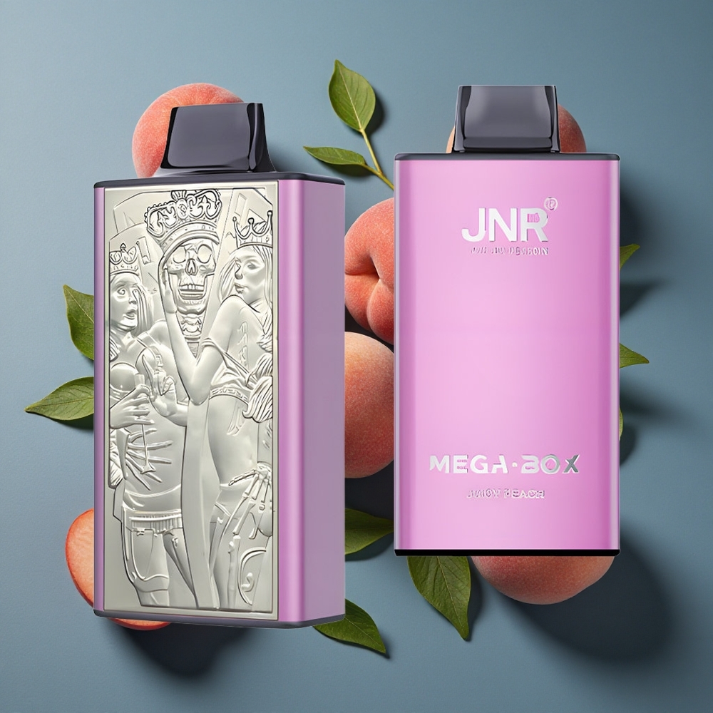 Pêche Juteuse JNR Mega Box 25000 Puffs 30ml Capacité vente en gros Belgique Dual Mesh Coil