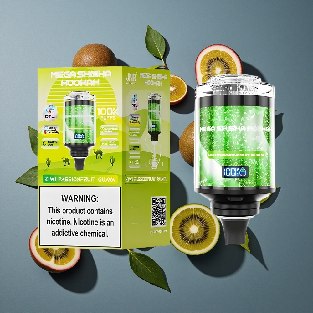 Kiwi Fruit de la Passion Goyave JNR Mega Shisha Hookah 100K 100000 bouffées vente en gros Belgique Ecran Intelligent