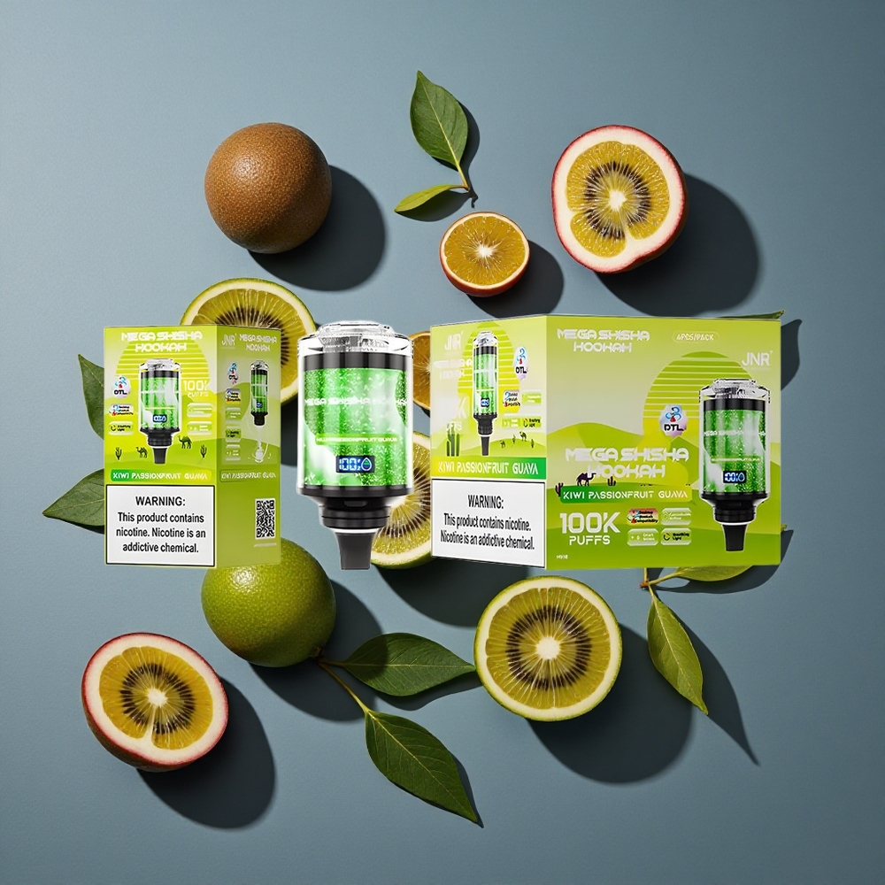 Kiwi Fruit de la Passion Goyave JNR Mega Shisha Hookah 100K 100000 bouffées vente en gros Belgique Ecran Intelligent