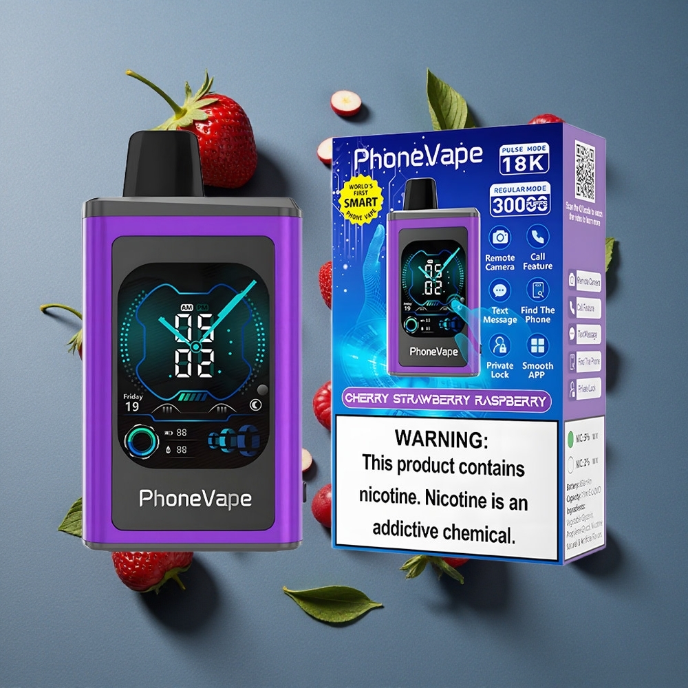Cerise Fraise Framboise JNR PhoneVape 30000 bouffées vente en gros Belgique Batterie Rechargeable 850mAh Type-C