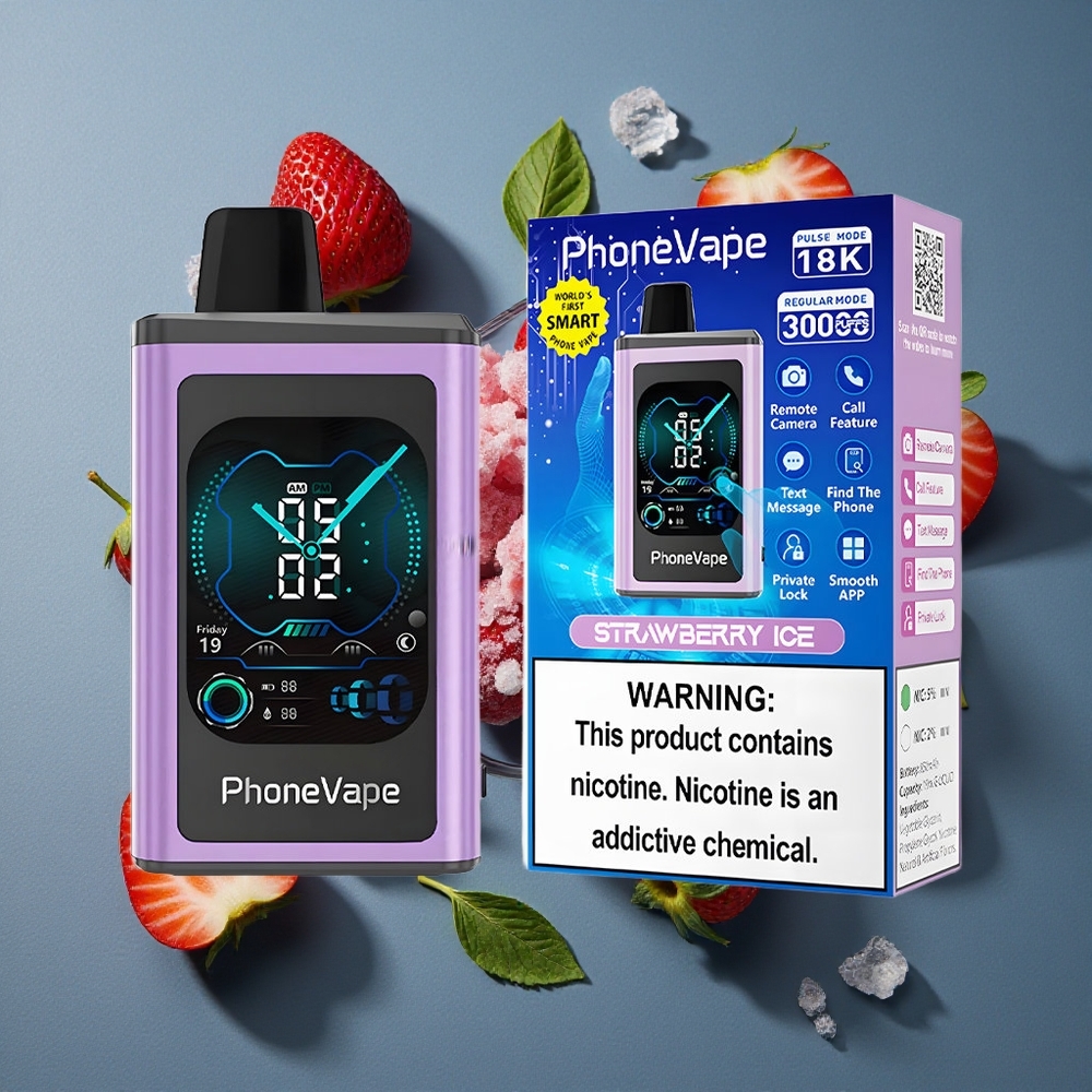 Fraise Glace JNR PhoneVape 30000 bouffées vente en gros Belgique Batterie Rechargeable 850mAh Type-C