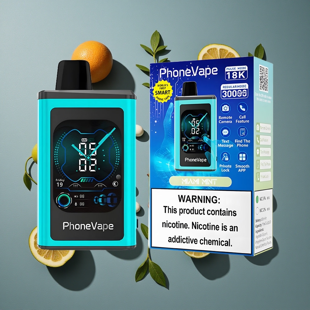 Menthe Miami JNR PhoneVape 30000 bouffées vente en gros Belgique Batterie Rechargeable 850mAh